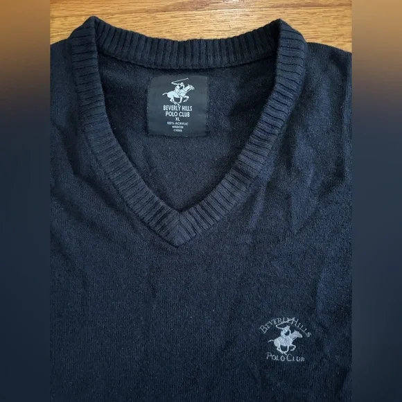 Beverly Hills Polo Club Sweater Vest Men’s XL Blue V-neck Pullover Top Casual - Picture 2 of 4